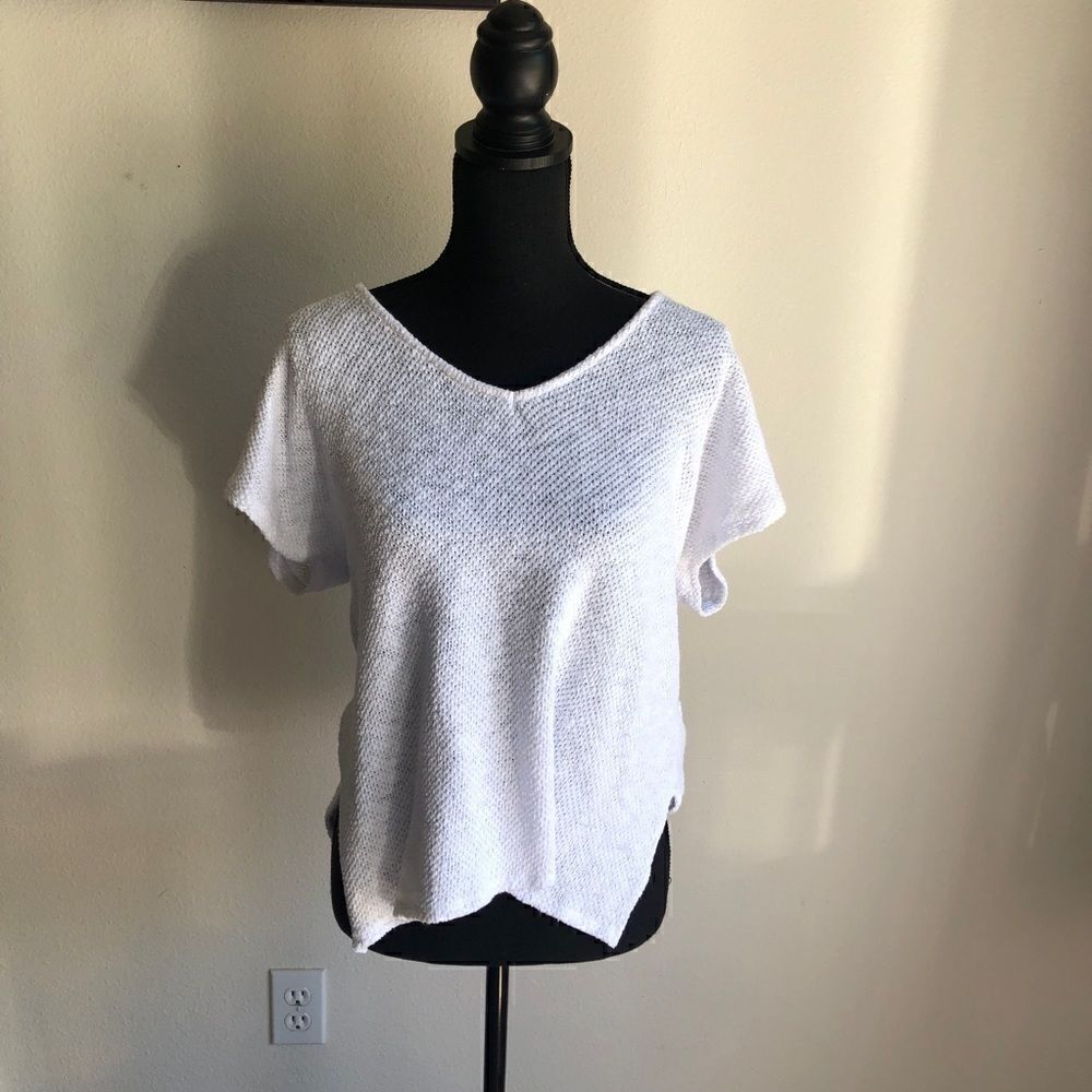Knit White Boxy Short Sleeve Top